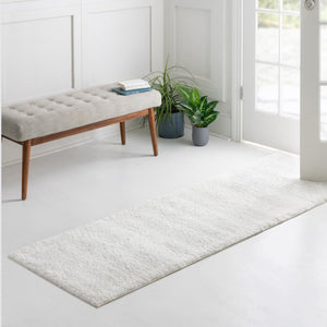 Snow White 2' 2 x 8' Solo Runner Area Rug Thick Soft Touch Fluffy & Plush Shaggy Pile