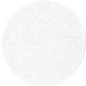 Snow White 6' 1 x 6' 1 Solo Round Area Rug Thick Soft Touch Fluffy & Plush Shaggy Pile