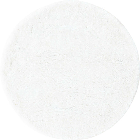 Snow White 6' 1 x 6' 1 Solo Round Area Rug Thick Soft Touch Fluffy & Plush Shaggy Pile