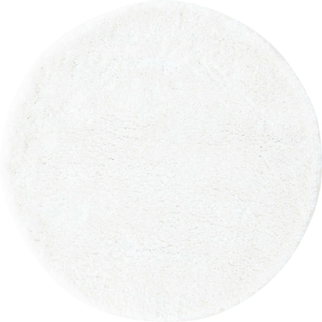 Snow White 6' 1 x 6' 1 Solo Round Area Rug Thick Soft Touch Fluffy & Plush Shaggy Pile