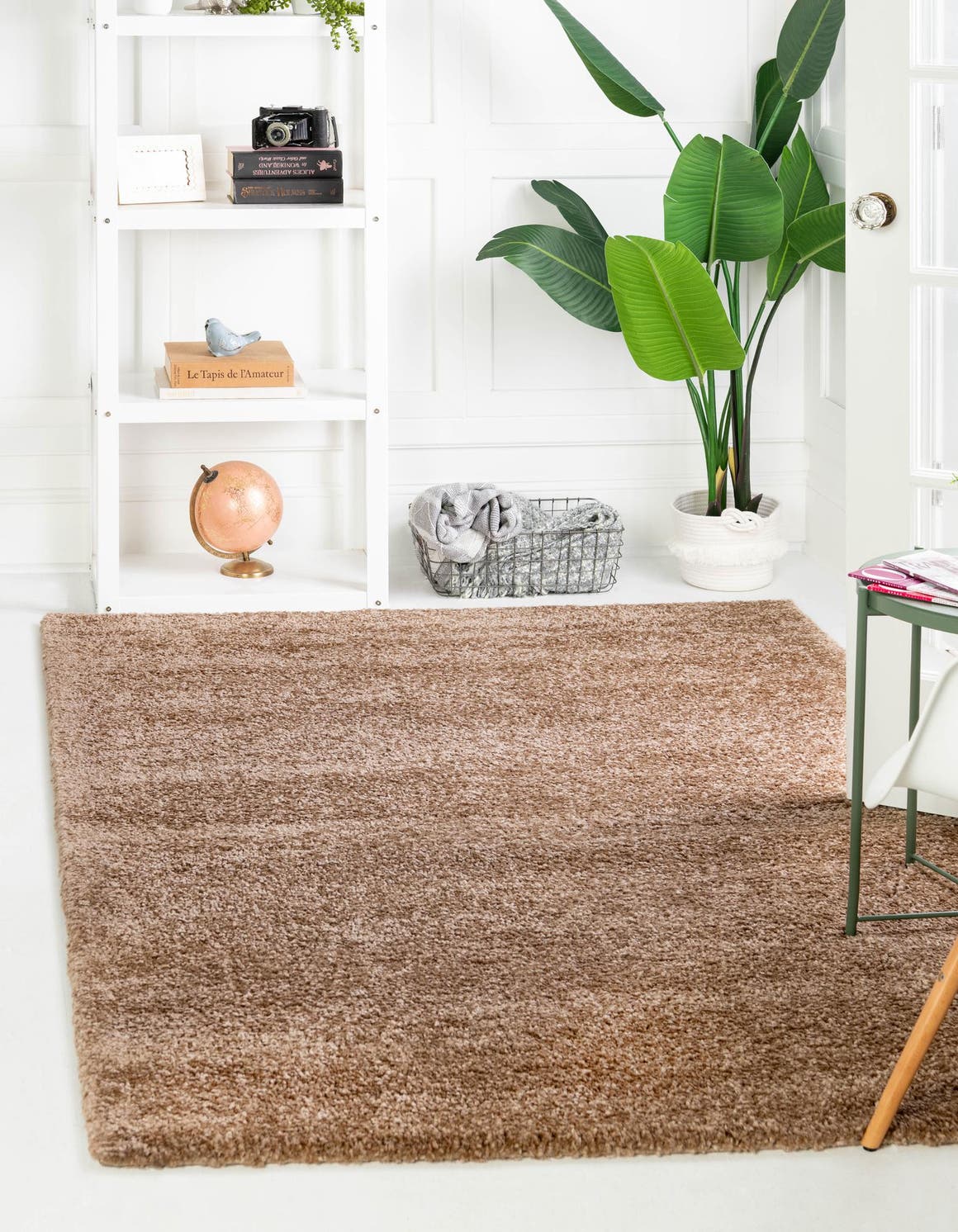 Light Brown 8' x 10' Solo Rectangle Area Rug Thick Soft Touch Fluffy & Plush Shaggy Pile