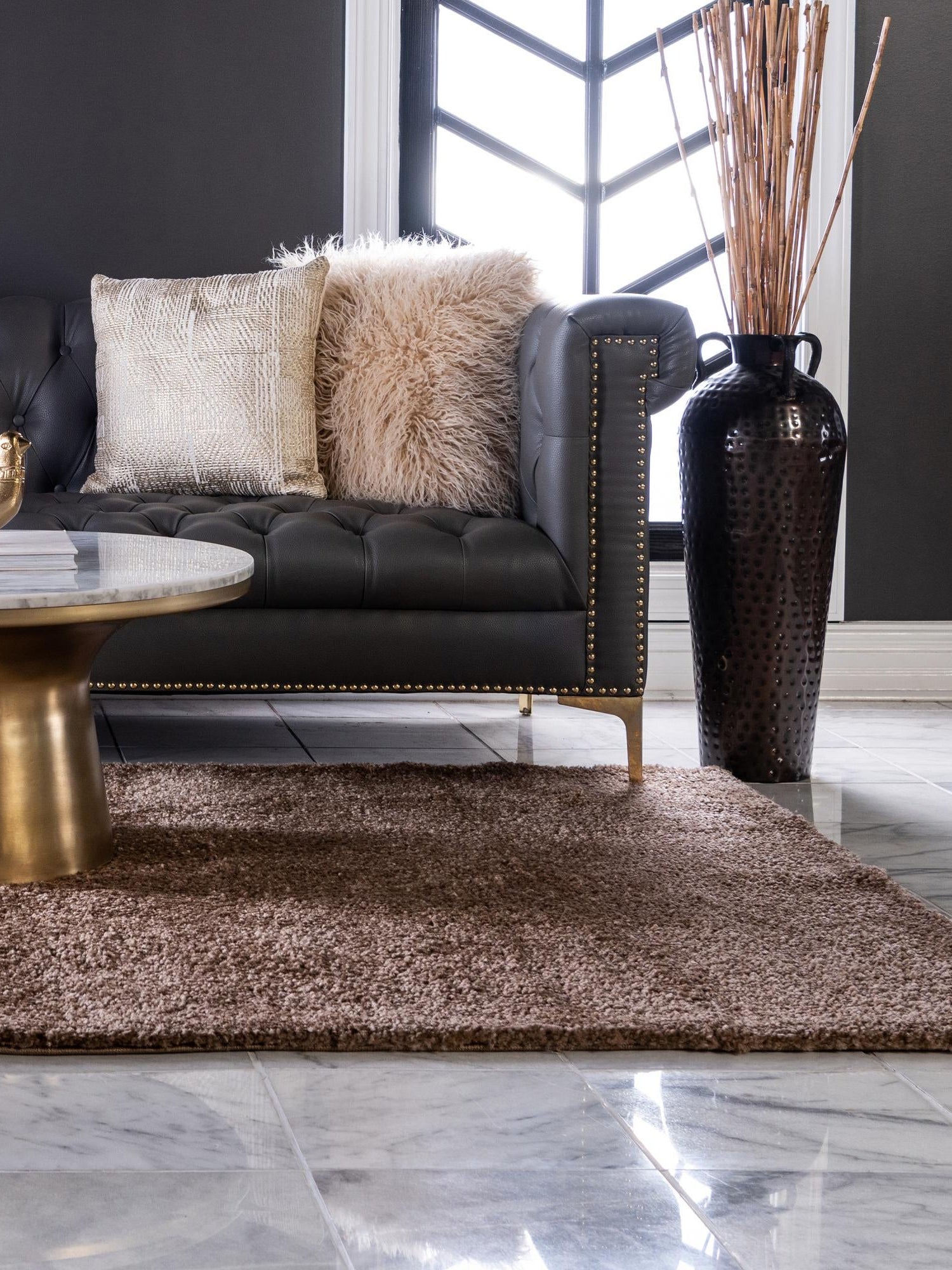 Light Brown 8' x 10' Solo Rectangle Area Rug Thick Soft Touch Fluffy & Plush Shaggy Pile