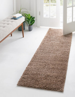 Light Brown 2' 2 x 13' 1 Solo Runner Area Rug Thick Soft Touch Fluffy & Plush Shaggy Pile