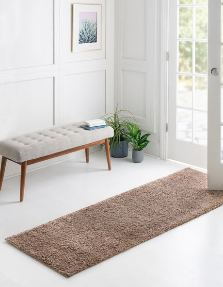 Light Brown 2' 2 x 6' 7 Solo Runner Area Rug Thick Soft Touch Fluffy & Plush Shaggy Pile Durable Minimalist Carpet for Classic Interior Design for Sale at Rug Engine