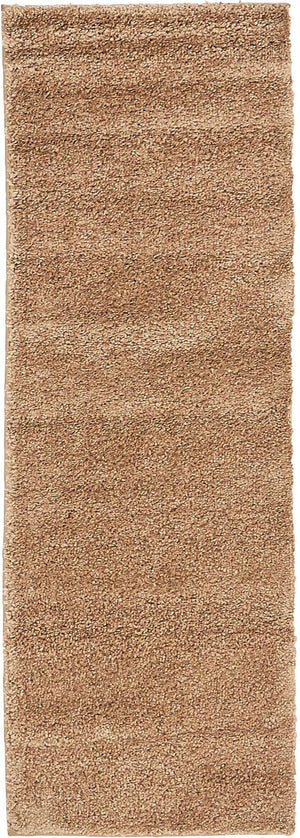 Light Brown 2' 2 x 6' 7 Solo Runner Area Rug Thick Soft Touch Fluffy & Plush Shaggy Pile