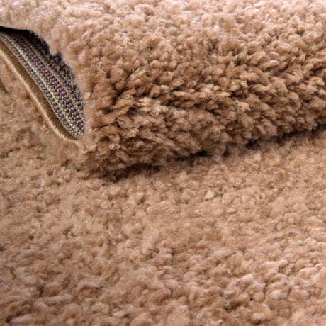 Light Brown 6' 1 x 6' 1 Solo Round Area Rug Thick Soft Touch Fluffy & Plush Shaggy Pile Durable Minimalist Carpet for Classic Interior Design for Sale at Rug Engine
