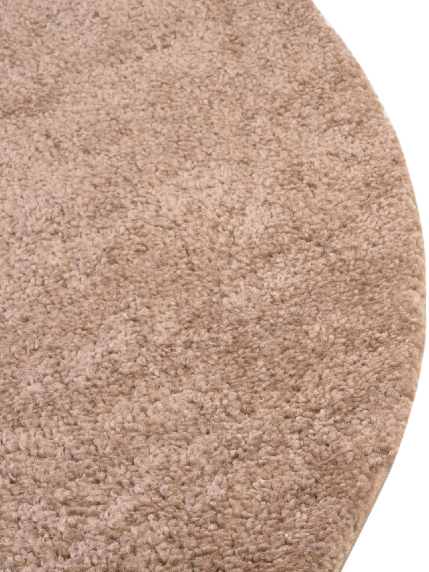 Light Brown 6' 1 x 6' 1 Solo Round Area Rug Thick Soft Touch Fluffy & Plush Shaggy Pile