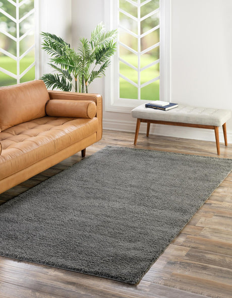 Gray 10' x 14' Solo Rectangle Area Rug Thick Soft Touch Fluffy & Plush Shaggy Pile Durable Minimalist Carpet for Classic Interior Design for Sale at Rug Engine
