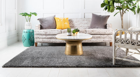 Gray 10' x 14' Solo Rectangle Area Rug Thick Soft Touch Fluffy & Plush Shaggy Pile Durable Minimalist Carpet for Classic Interior Design for Sale at Rug Engine
