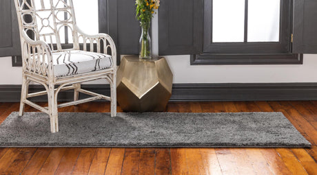 Gray 2' x 4' 1 Solo Runner Area Rug Thick Soft Touch Fluffy & Plush Shaggy Pile Durable Minimalist Carpet for Classic Interior Design for Sale at Rug Engine