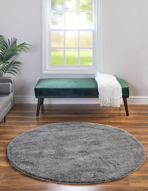 Gray 12' x 12' Solo Round Area Rug Thick Soft Touch Fluffy & Plush Shaggy Pile