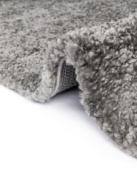 Gray 12' x 12' Solo Round Area Rug Thick Soft Touch Fluffy & Plush Shaggy Pile Durable Minimalist Carpet for Classic Interior Design for Sale at Rug Engine