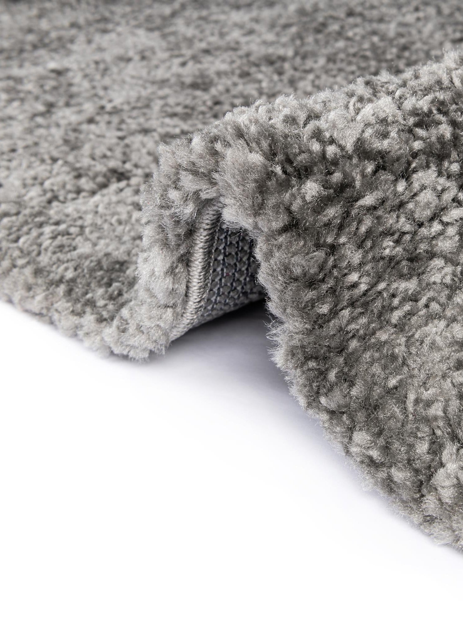 Gray 3' 3 x 3' 3 Solo Round Area Rug Thick Soft Touch Fluffy & Plush Shaggy Pile