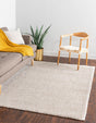 Ivory 7' 10 x 11' Solo Rectangle Area Rug Thick Soft Touch Fluffy & Plush Shaggy Pile Durable Minimalist Carpet for Classic Interior Design for Sale at Rug Engine