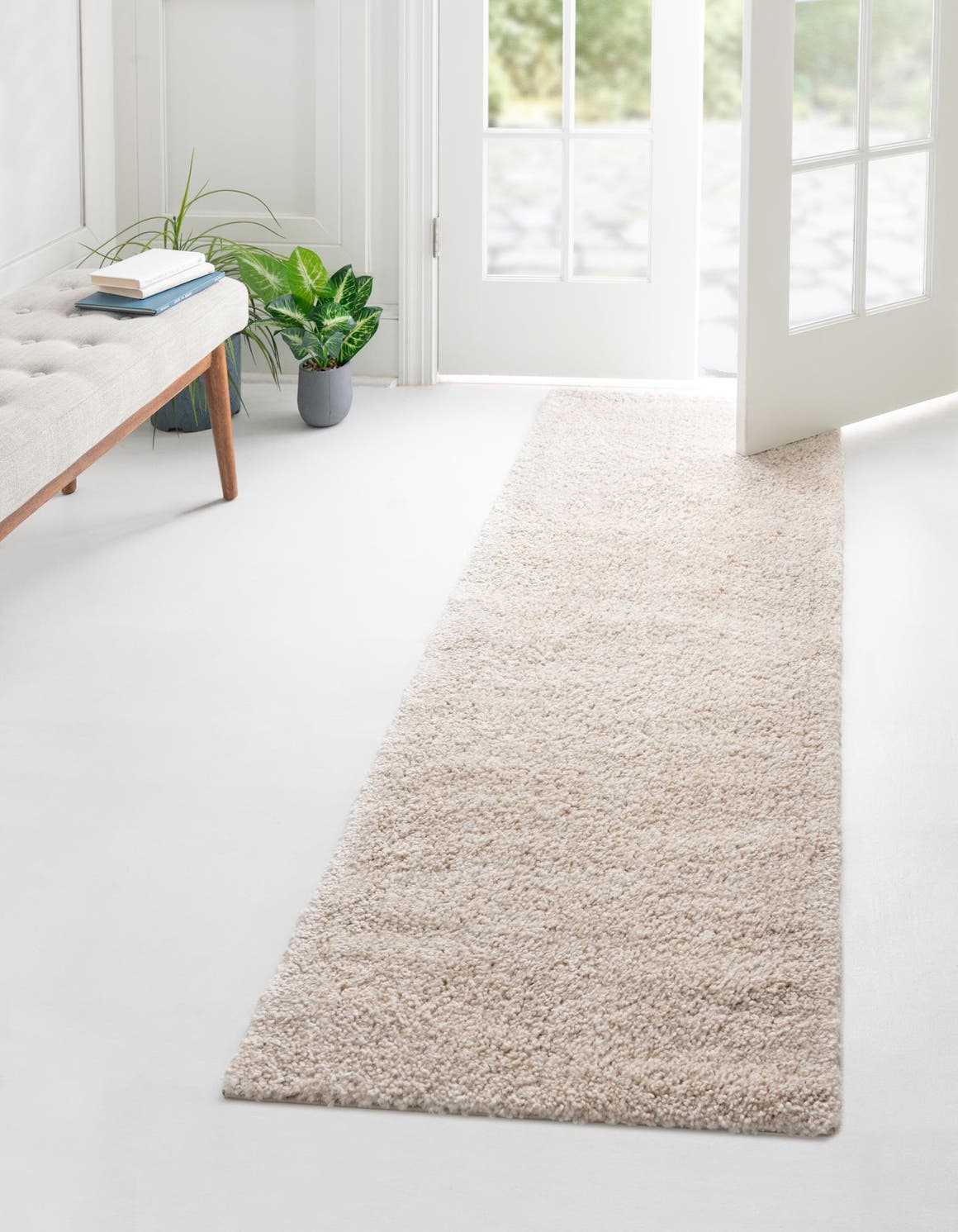 Ivory 2' 2 x 8' Solo Runner Area Rug Thick Soft Touch Fluffy & Plush Shaggy Pile