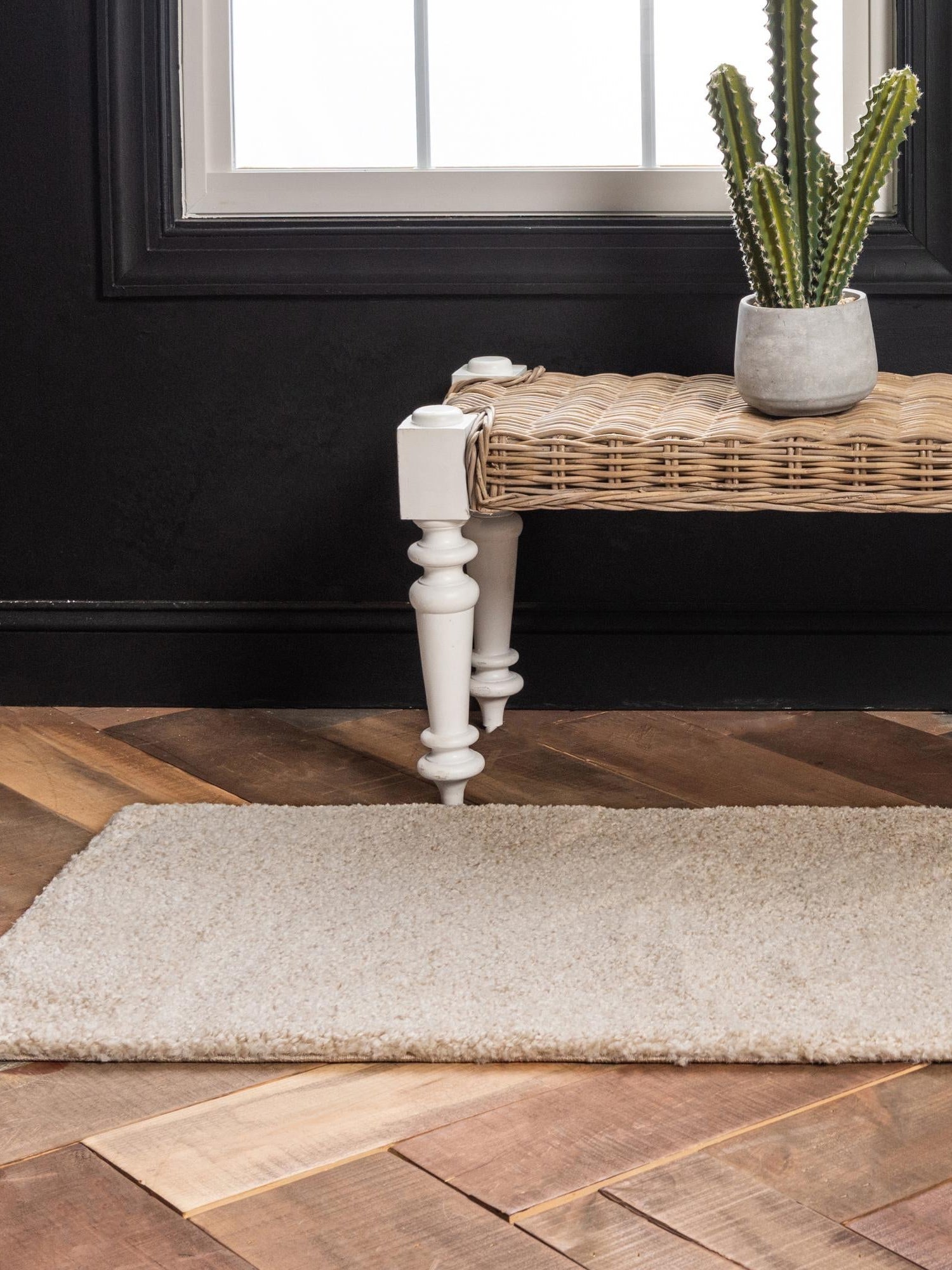 Ivory 2' x 6' 1 Solo Runner Area Rug Thick Soft Touch Fluffy & Plush Shaggy Pile Durable Minimalist Carpet for Classic Interior Design for Sale at Rug Engine