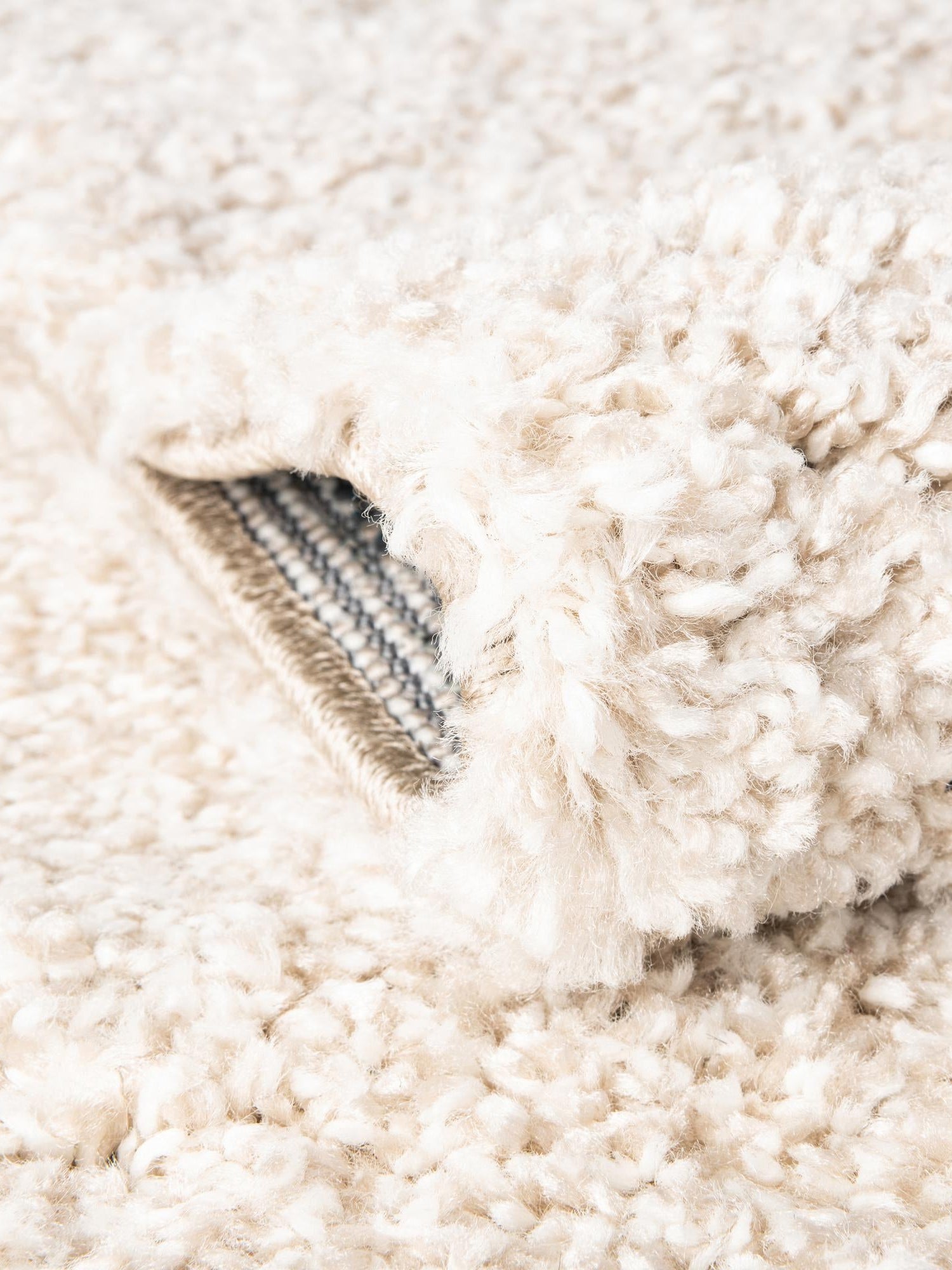 Ivory 8' x 8' Solo Round Area Rug Thick Soft Touch Fluffy & Plush Shaggy Pile