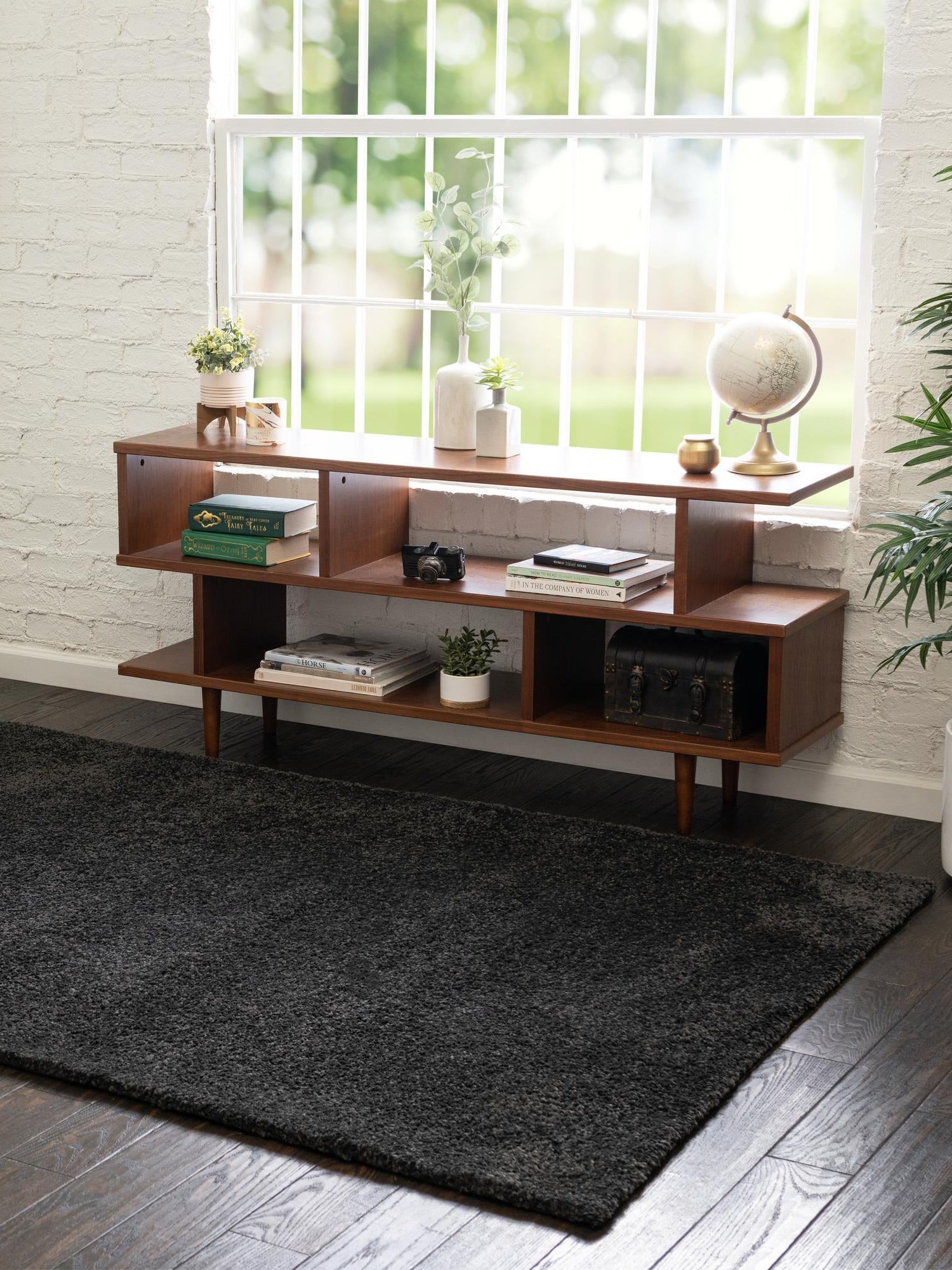 Charcoal 5' 3 x 7' 7 Solo Rectangle Area Rug Thick Soft Touch Fluffy & Plush Shaggy Pile