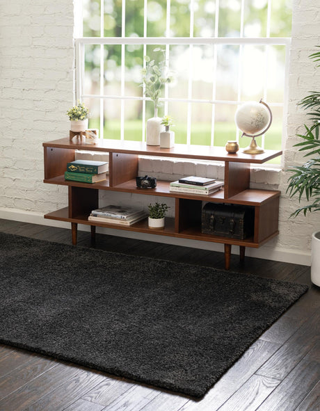Charcoal 3' 3 x 5' 3 Solo Rectangle Area Rug Thick Soft Touch Fluffy & Plush Shaggy Pile Durable Minimalist Carpet for Classic Interior Design for Sale at Rug Engine