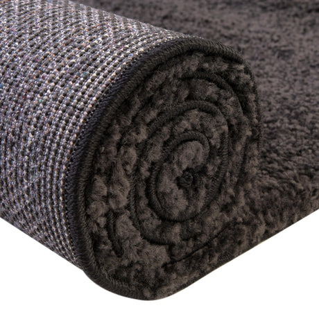 Charcoal 6' 1 x 6' 1 Solo Round Area Rug Thick Soft Touch Fluffy & Plush Shaggy Pile Durable Minimalist Carpet for Classic Interior Design for Sale at Rug Engine