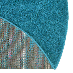 Turquoise 7' 10 x 7' 10 Solo Round Area Rug Thick Soft Touch Fluffy & Plush Shaggy Pile