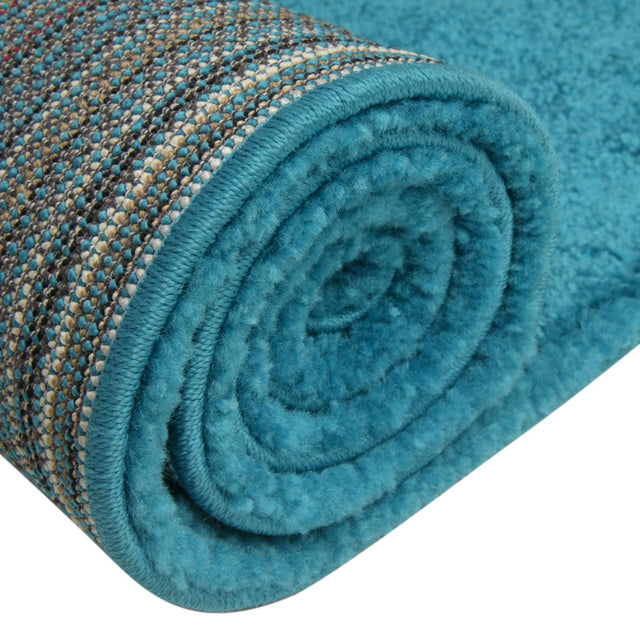Turquoise 7' 10 x 7' 10 Solo Round Area Rug Thick Soft Touch Fluffy & Plush Shaggy Pile