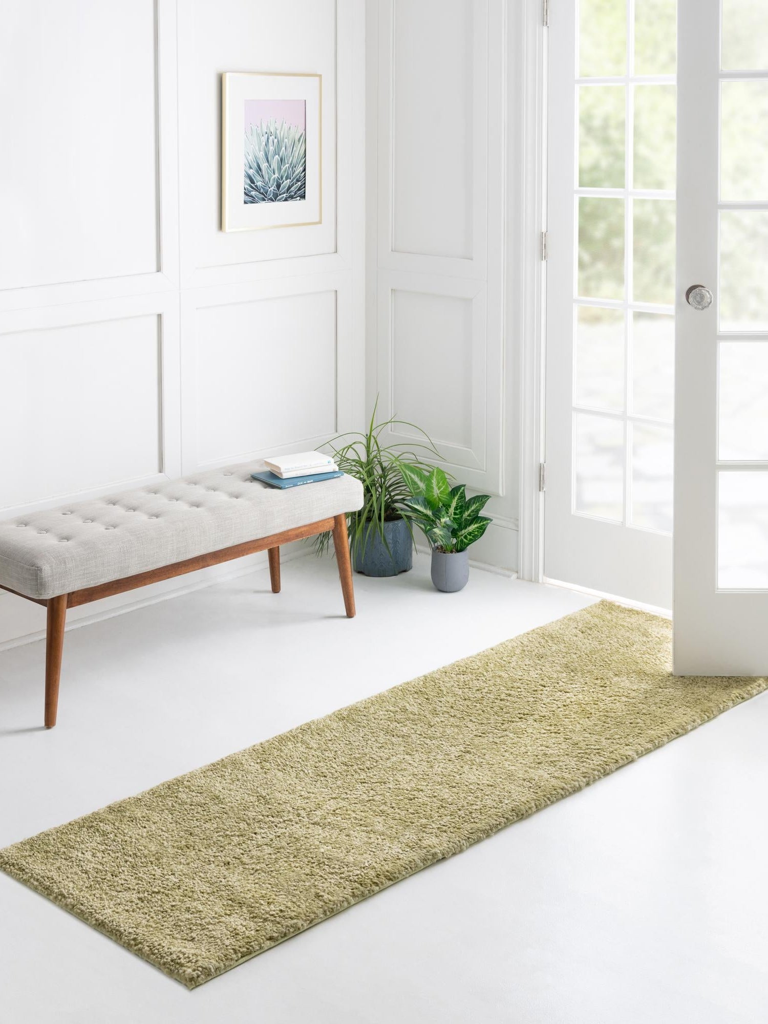 Light Green 2' 2 x 13' 1 Solo Runner Area Rug Thick Soft Touch Fluffy & Plush Shaggy Pile Durable Minimalist Carpet for Classic Interior Design for Sale at Rug Engine