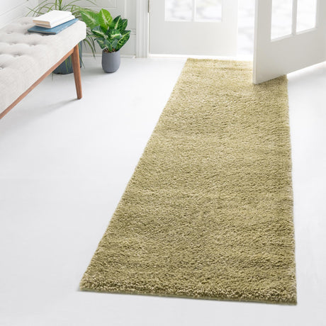 Light Green 2' 2 x 6' 9 Solo Runner Area Rug Thick Soft Touch Fluffy & Plush Shaggy Pile Durable Minimalist Carpet for Classic Interior Design for Sale at Rug Engine