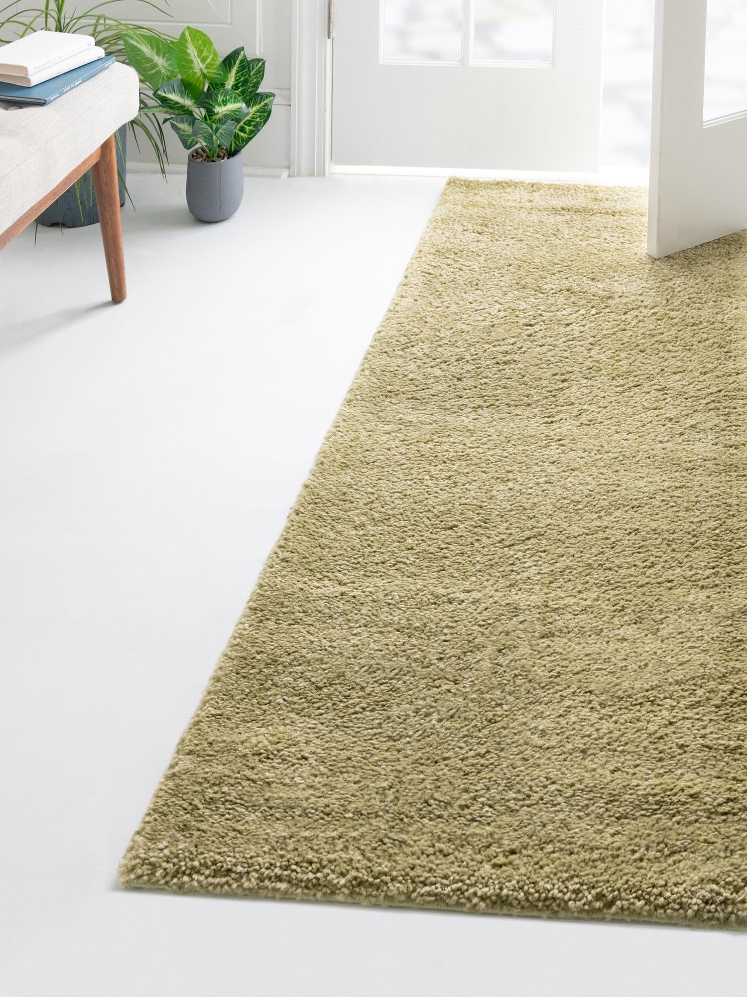 Light Green 2' 2 x 13' 1 Solo Runner Area Rug Thick Soft Touch Fluffy & Plush Shaggy Pile Durable Minimalist Carpet for Classic Interior Design for Sale at Rug Engine