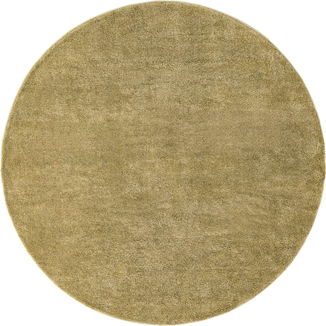 Light Green 7' 10 x 7' 10 Solo Round Area Rug Thick Soft Touch Fluffy & Plush Shaggy Pile