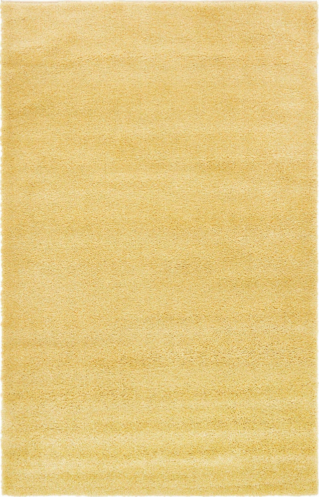 Yellow 3' 3 x 5' 3 Solo Rectangle Area Rug Thick Soft Touch Fluffy & Plush Shaggy Pile