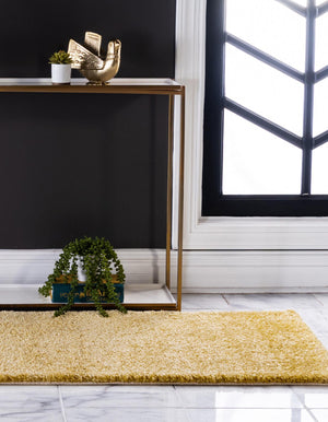Yellow 2' 2 x 6' 7 Solo Runner Area Rug Thick Soft Touch Fluffy & Plush Shaggy Pile