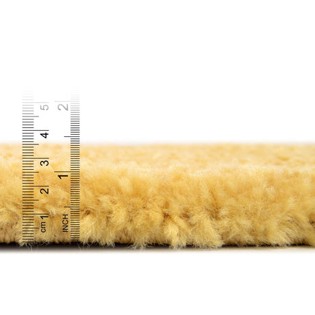 Yellow 8' x 8' Solo Round Area Rug Thick Soft Touch Fluffy & Plush Shaggy Pile Durable Minimalist Carpet for Classic Interior Design for Sale at Rug Engine