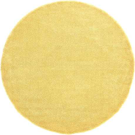 Yellow 8' x 8' Solo Round Area Rug Thick Soft Touch Fluffy & Plush Shaggy Pile