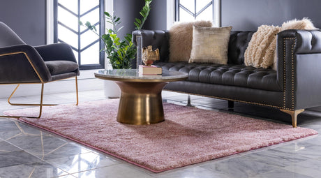 Pink 3' 3 x 5' 3 Solo Rectangle Area Rug Thick Soft Touch Fluffy & Plush Shaggy Pile Durable Minimalist Carpet for Classic Interior Design for Sale at Rug Engine