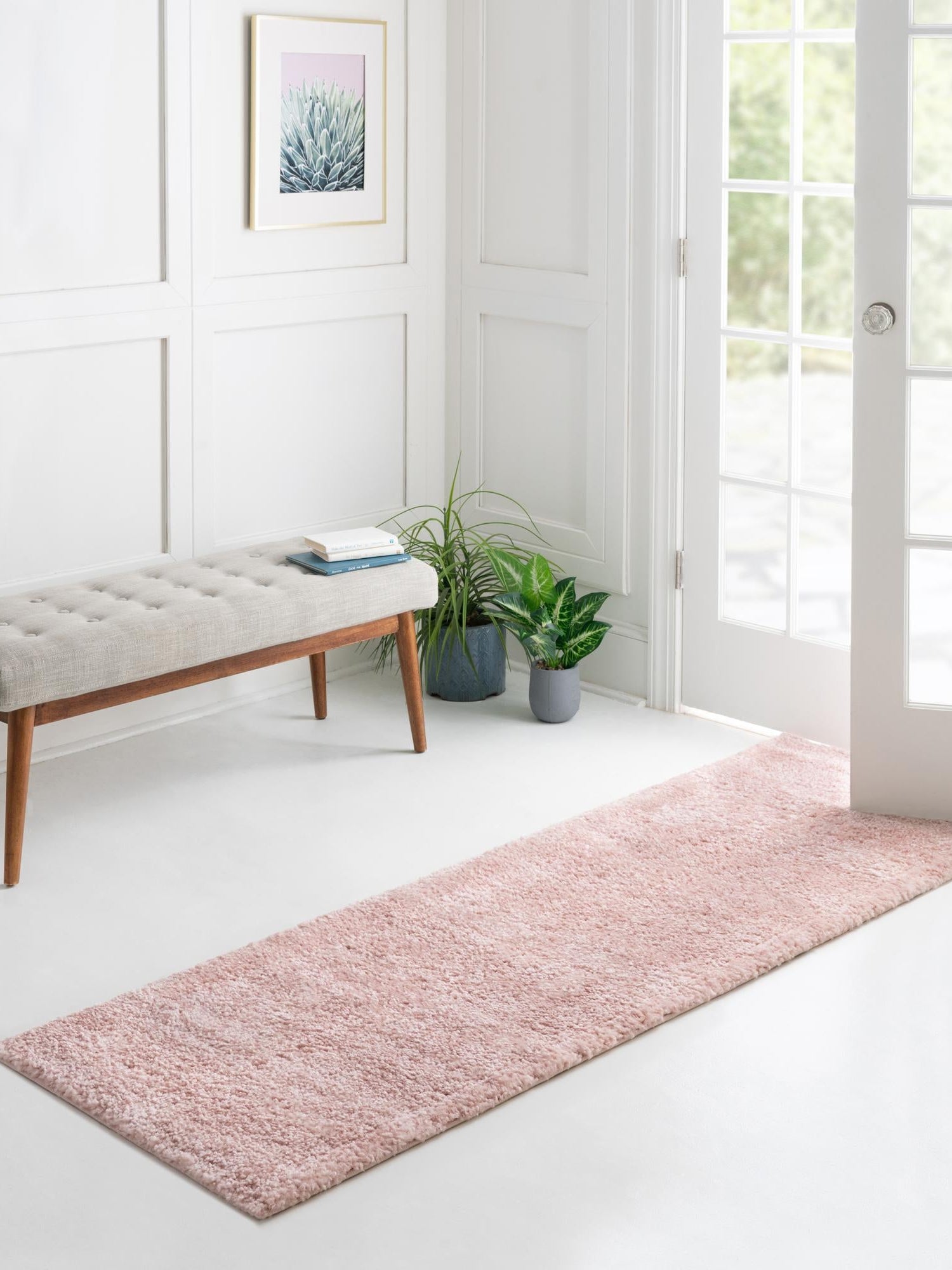 Pink 2' 2 x 13' 1 Solo Runner Area Rug Thick Soft Touch Fluffy & Plush Shaggy Pile Durable Minimalist Carpet for Classic Interior Design for Sale at Rug Engine