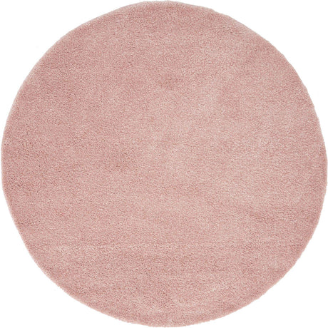 Pink 6' 1 x 6' 1 Solo Round Area Rug Thick Soft Touch Fluffy & Plush Shaggy Pile