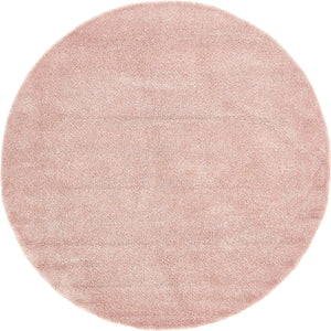 Pink 8' x 8' Solo Round Area Rug Thick Soft Touch Fluffy & Plush Shaggy Pile