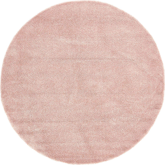 Pink 8' x 8' Solo Round Area Rug Thick Soft Touch Fluffy & Plush Shaggy Pile
