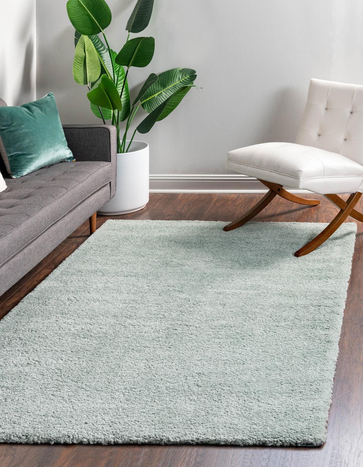 Sea Salt Blue 5' 3 x 7' 7 Solo Rectangle Area Rug Thick Soft Touch Fluffy & Plush Shaggy Pile Durable Minimalist Carpet for Classic Interior Design for Sale at Rug Engine