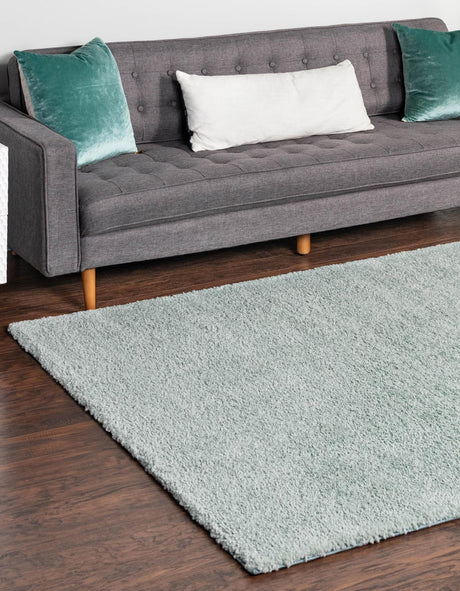 Sea Salt Blue 2' 2 x 3' 1 Solo Rectangle Area Rug Thick Soft Touch Fluffy & Plush Shaggy Pile Durable Minimalist Carpet for Classic Interior Design for Sale at Rug Engine