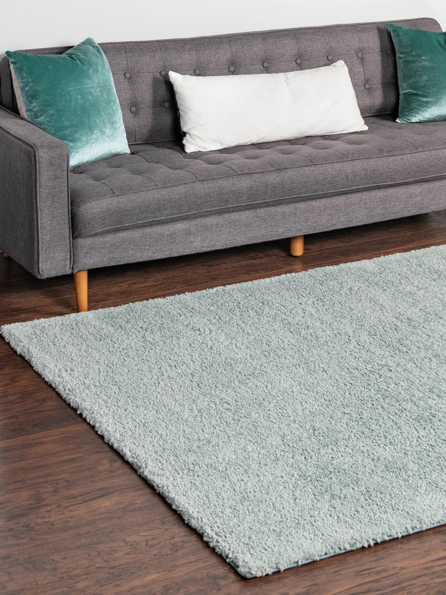 Sea Salt Blue 8' x 10' Solo Rectangle Area Rug Thick Soft Touch Fluffy & Plush Shaggy Pile Durable Minimalist Carpet for Classic Interior Design for Sale at Rug Engine
