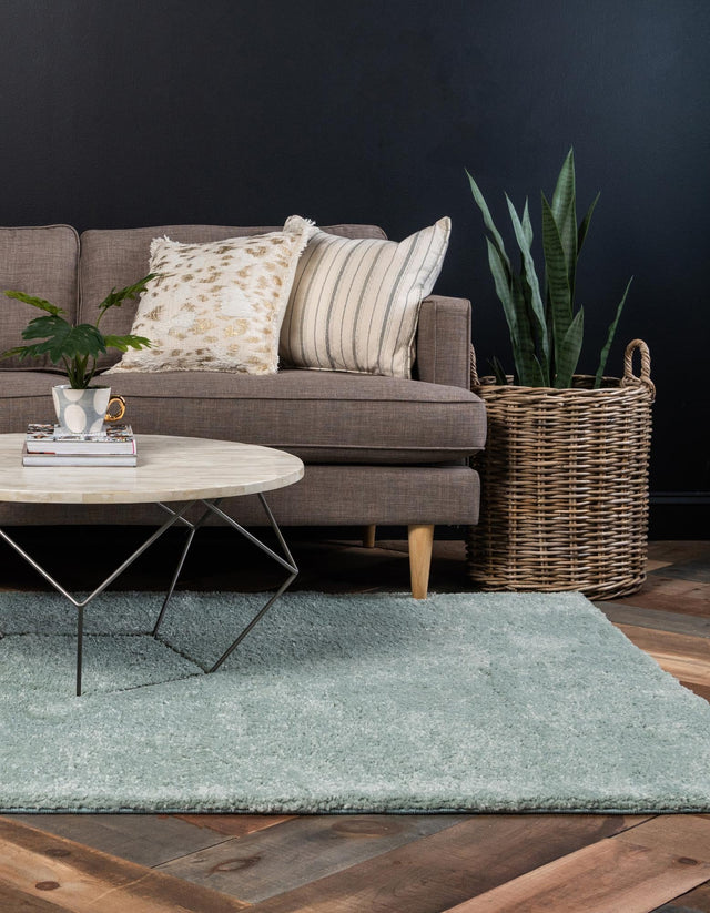 Sea Salt Blue 5' 3 x 7' 7 Solo Rectangle Area Rug Thick Soft Touch Fluffy & Plush Shaggy Pile