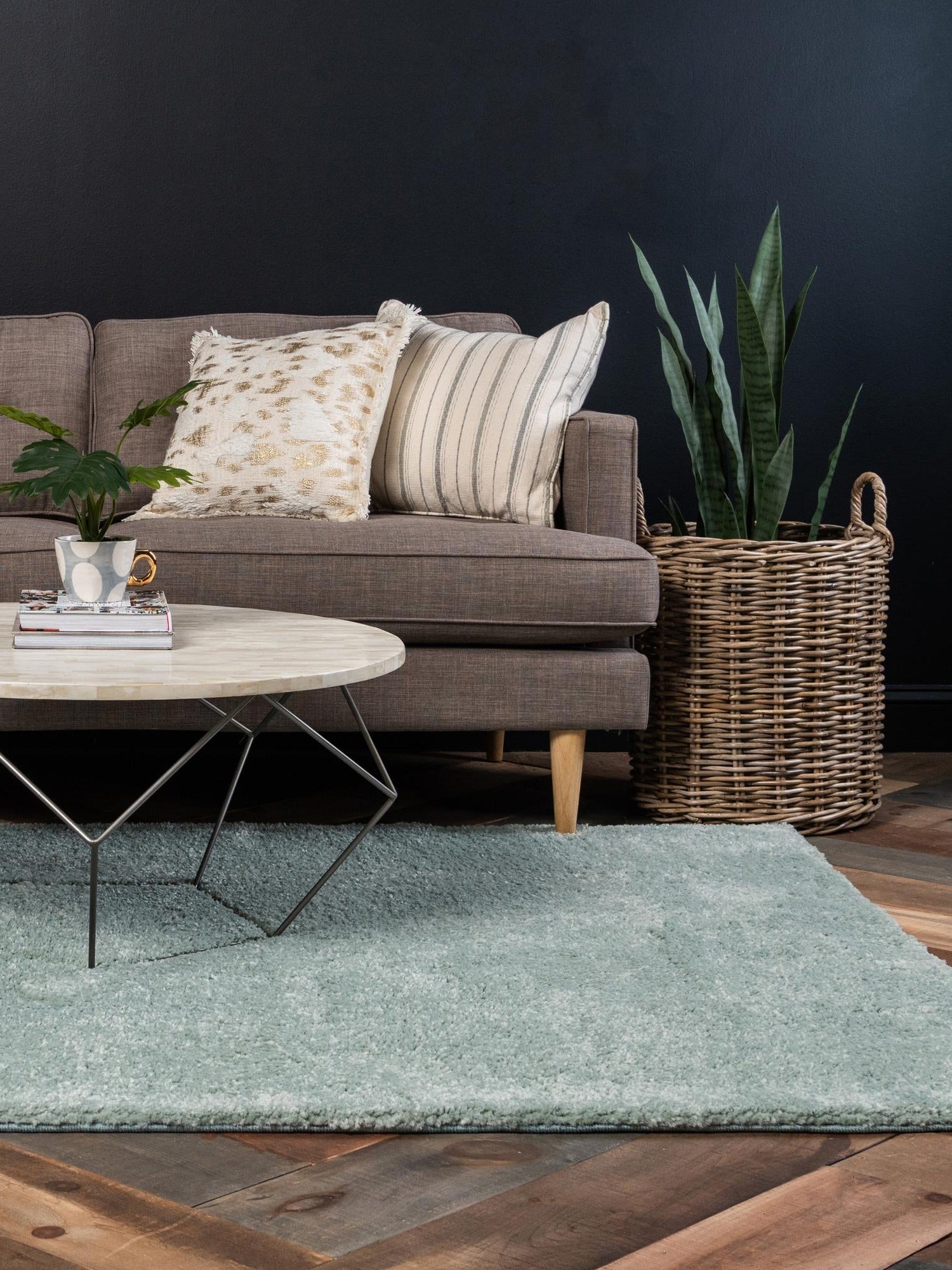 Sea Salt Blue 10' x 13' 1 Solo Rectangle Area Rug Thick Soft Touch Fluffy & Plush Shaggy Pile Durable Minimalist Carpet for Classic Interior Design for Sale at Rug Engine