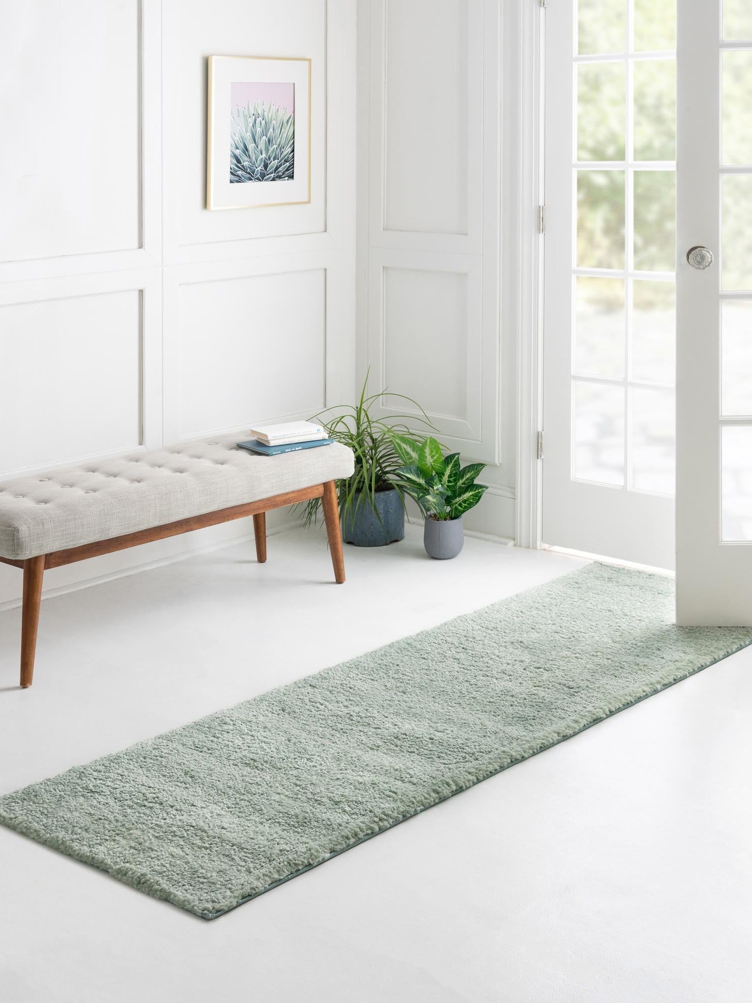 Sea Salt Blue 2' 2 x 13' 1 Solo Runner Area Rug Thick Soft Touch Fluffy & Plush Shaggy Pile Durable Minimalist Carpet for Classic Interior Design for Sale at Rug Engine