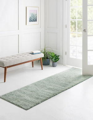 Sea Salt Blue 2' 2 x 13' 1 Solo Runner Area Rug Thick Soft Touch Fluffy & Plush Shaggy Pile