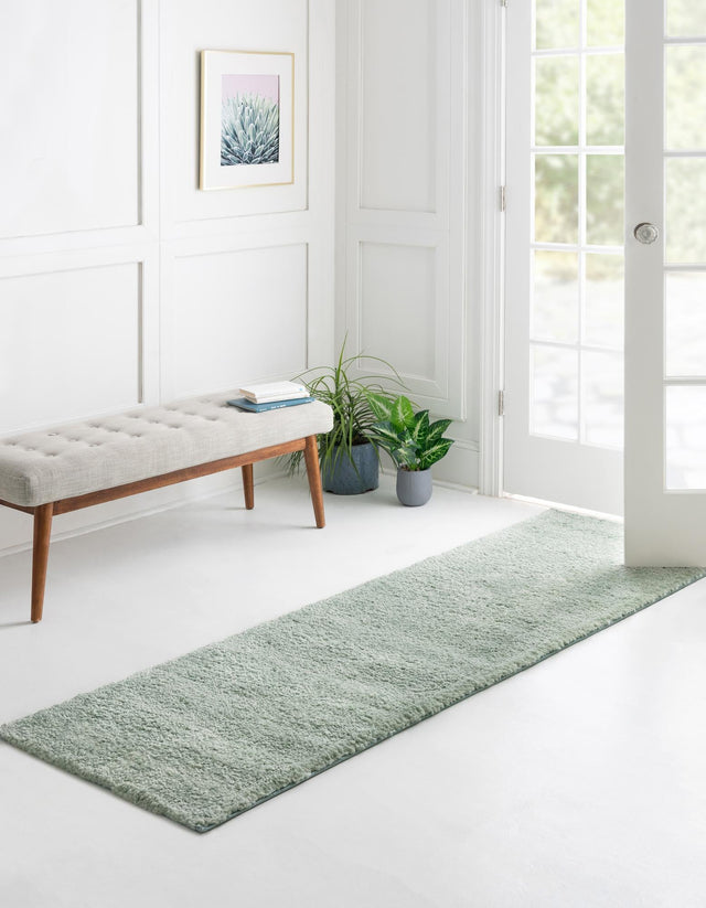Sea Salt Blue 2' 2 x 13' 1 Solo Runner Area Rug Thick Soft Touch Fluffy & Plush Shaggy Pile