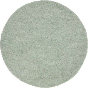 Sea Salt Blue 6' 1 x 6' 1 Solo Round Area Rug Thick Soft Touch Fluffy & Plush Shaggy Pile