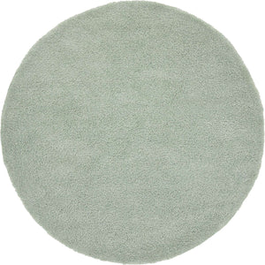 Sea Salt Blue 8' x 8' Solo Round Area Rug Thick Soft Touch Fluffy & Plush Shaggy Pile