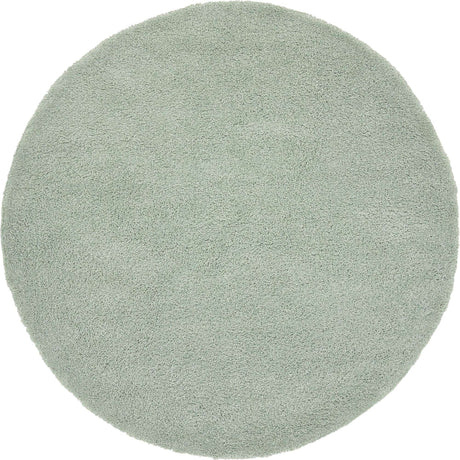 Sea Salt Blue 8' x 8' Solo Round Area Rug Thick Soft Touch Fluffy & Plush Shaggy Pile